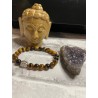 Statuette en pierre, bracelet oeil de tigre -bouddha et druze améthyste