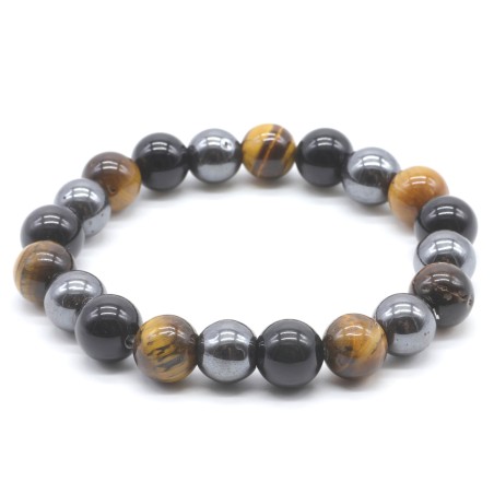 Bracelet Protection 10mm- Obsidienne Oeil de Tigre, Hématite