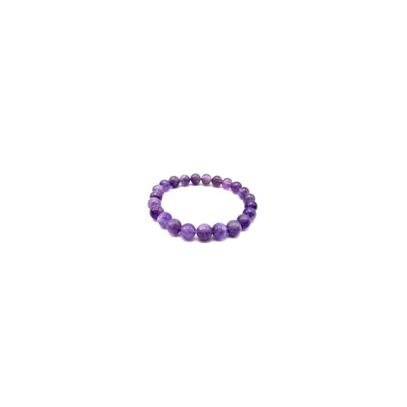 Bracelet améthyste du Brésil , perles boules en 8mm