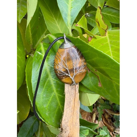 Pendentif œil de tigre -larme arbre de vie