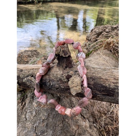 Bracelet rhodochrosite pierres roulées
