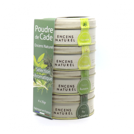 Sélection aromatique – Encens en poudre de Cade (4 parfums, 35 g chacun)