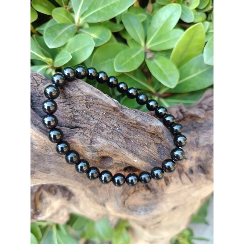bracelet en spinelle noire de 6mm, protection et énergie