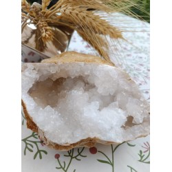 Magnifique géode de cristal de roche de 762 grammes parfaite pour purifier et recharger vos minéraux