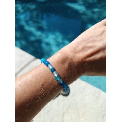 Bracelet agate bleu teintée...
