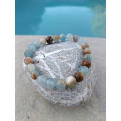 bracelet en calcite bleue, pierre naturelles- perles 8mm