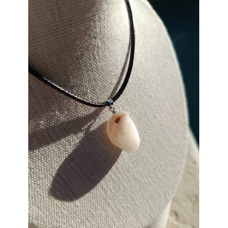 Pendentif Pierre de Lune Blanche Naturelle - Cordon Noir Réglable