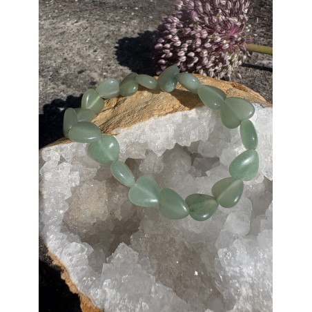 Bracelet Aventurine Verte Perles Cœur - Pierre de Chance, Amour & Abondance