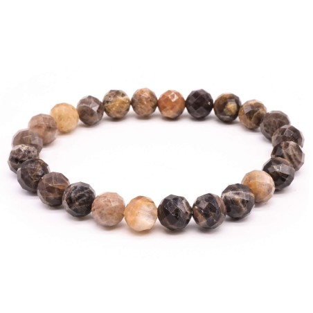 Bracelet Pierre de Soleil Noire Facettée 8 mm – Protection, Ancrage & Confiance