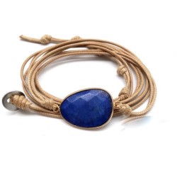 Bracelet Lapis Lazuli cuir